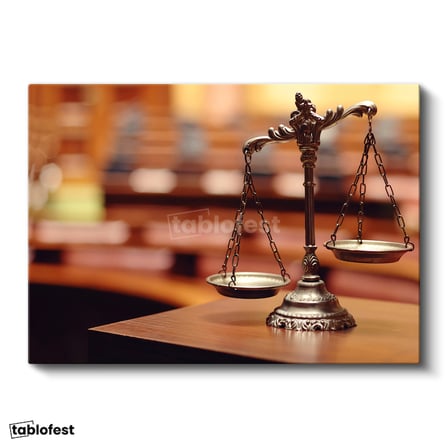Yatay Kanvas Tablo Pirinç Adalet Terazisi Avukat Tablosu Ev Ofis Duvar Dekoru