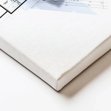 Yatay Kanvas Tablo Gri Tonlu Detaylı Mimari Kat Planı Mimar Tablosu Ev Ofis Duvar Dekoru