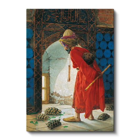 Dikey Kanvas Tablo Kaplumbağa Terbiyecisi Eseri Osmanlı Tablosu Ev Ofis Duvar Dekoru