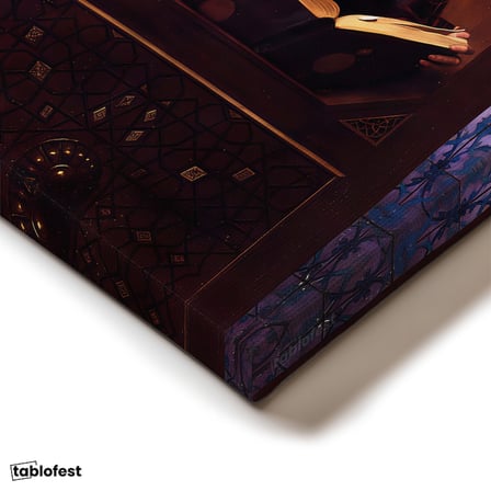 Dikey Kanvas Tablo Kitap Okuyan Sakallı Alim Osmanlı Tablosu Ev Ofis Duvar Dekoru