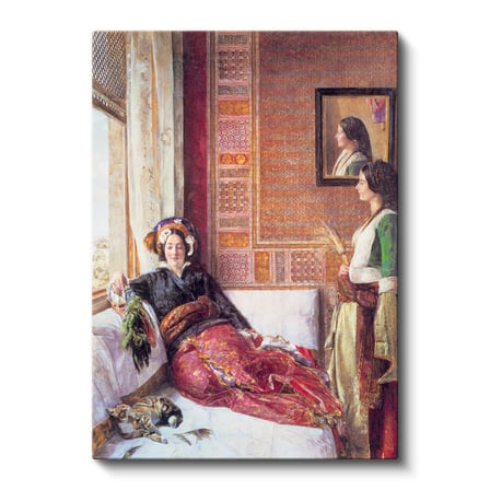 Dikey Kanvas Tablo Harem Odasında Dinlenen Sultanlar Osmanlı Tablosu Ev Ofis Duvar Dekoru