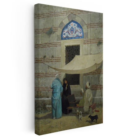 Dikey Kanvas Tablo Cami Duvarı Önünde Arzuhalci Osmanlı Tablosu Ev Ofis Duvar Dekoru