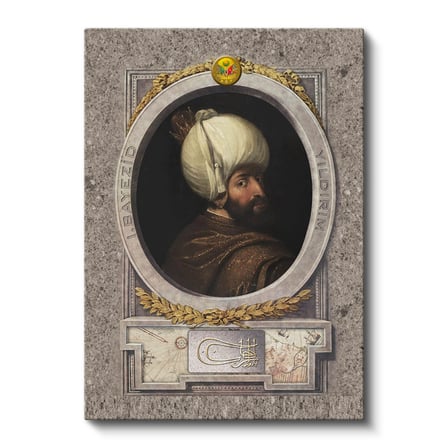 Dikey Kanvas Tablo Yıldırım Bayezid Han Padişah Portresi Osmanlı Tablosu Ev Ofis Duvar Dekoru