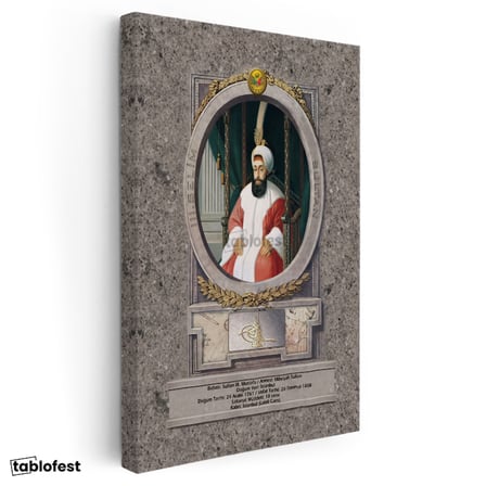 Dikey Kanvas Tablo Sultan III Selim Portresi Osmanlı Tablosu Ev Ofis Duvar Dekoru