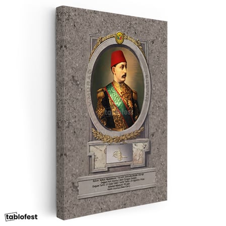 Dikey Kanvas Tablo Sultan Mehmed Reşad Üniformalı Portre Osmanlı Tablosu Ev Ofis Duvar Dekoru
