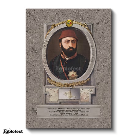 Dikey Kanvas Tablo Sultan Abdülaziz Portresi Osmanlı Tablosu Ev Ofis Duvar Dekoru