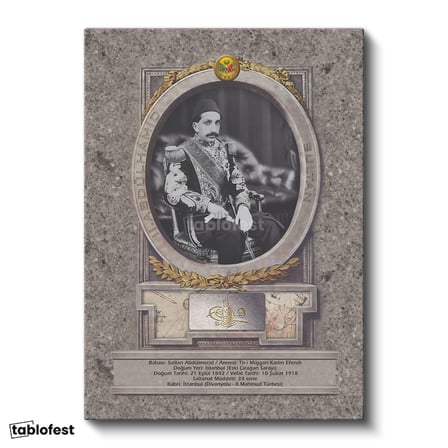 Dikey Kanvas Tablo Sultan II Abdülhamid Taht Portresi Osmanlı Tablosu Ev Ofis Duvar Dekoru
