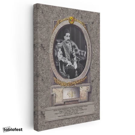 Dikey Kanvas Tablo Sultan II Abdülhamid Taht Portresi Osmanlı Tablosu Ev Ofis Duvar Dekoru