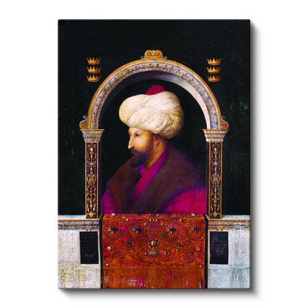 Dikey Kanvas Tablo Fatih Sultan Mehmed Kemerli Kompozisyon Osmanlı Tablosu Ev Ofis Duvar Dekoru