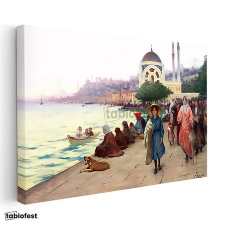 Yatay Kanvas Tablo Osmanlı Saray Alayı Sahnesi Osmanlı Tablosu Ev Ofis Duvar Dekoru