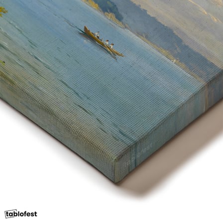 Yatay Kanvas Tablo Osmanlı Sahil Köşkü Doğa ve Deniz Manzarası Ev Ofis Duvar Dekoru