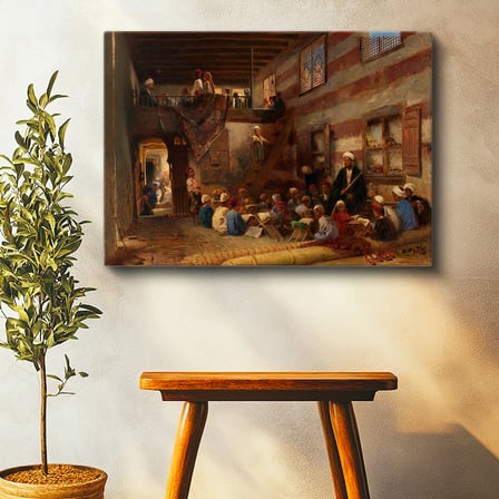 Yatay Kanvas Tablo Sıbyan Mektebi Eğitim Osmanlı Tablosu Ev Ofis Duvar Dekoru