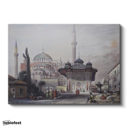 Yatay Kanvas Tablo Sultanahmet Meydan Çeşmesi Osmanlı Tablosu Ev Ofis Duvar Dekoru