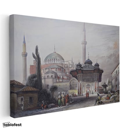 Yatay Kanvas Tablo Sultanahmet Meydan Çeşmesi Osmanlı Tablosu Ev Ofis Duvar Dekoru