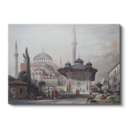 Yatay Kanvas Tablo Sultanahmet Meydan Çeşmesi Osmanlı Tablosu Ev Ofis Duvar Dekoru