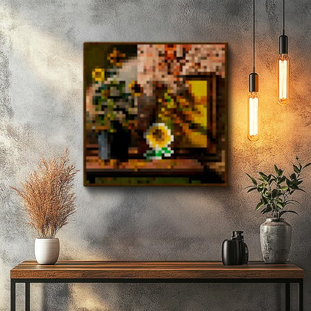 Kare Kanvas Tablo Sunflowers Piksel Minecraft Tablosu Ev Ofis Salon Duvar Dekoru
