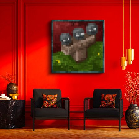 Kare Kanvas Tablo Wither Piksel Minecraft Tablosu Ev Ofis Salon Duvar Dekoru