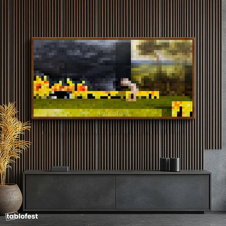 Yatay Panoramik Kanvas Tablo Changing Piksel Minecraft Tablosu Ev Ofis Salon Duvar Dekoru