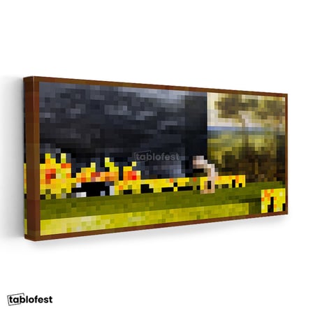 Yatay Panoramik Kanvas Tablo Changing Piksel Minecraft Tablosu Ev Ofis Salon Duvar Dekoru