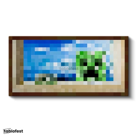 Yatay Panoramik Kanvas Tablo Creebet Piksel Minecraft Tablosu Ev Ofis Salon Duvar Dekoru