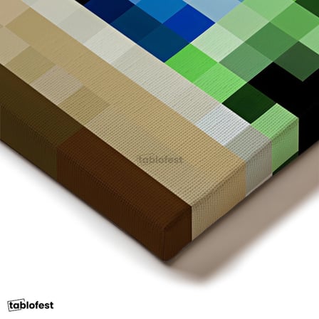Yatay Panoramik Kanvas Tablo Creebet Piksel Minecraft Tablosu Ev Ofis Salon Duvar Dekoru