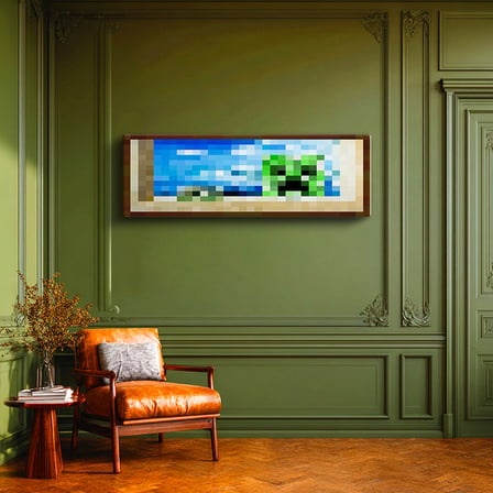 Yatay Panoramik Kanvas Tablo Creebet Piksel Minecraft Tablosu Ev Ofis Salon Duvar Dekoru
