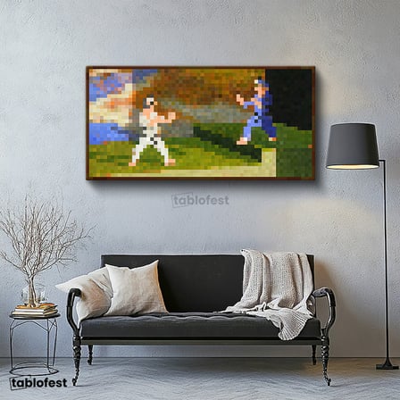 Yatay Panoramik Kanvas Tablo Fighters Piksel Minecraft Tablosu Ev Ofis Salon Duvar Dekoru