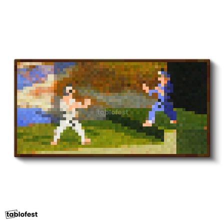 Yatay Panoramik Kanvas Tablo Fighters Piksel Minecraft Tablosu Ev Ofis Salon Duvar Dekoru