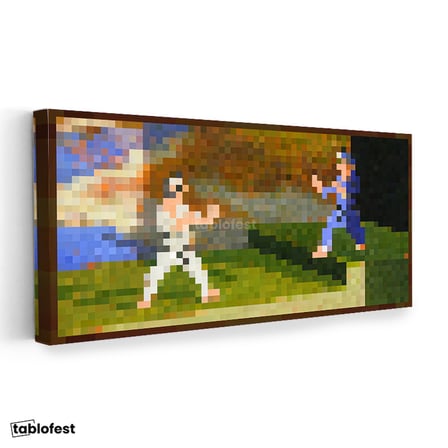 Yatay Panoramik Kanvas Tablo Fighters Piksel Minecraft Tablosu Ev Ofis Salon Duvar Dekoru