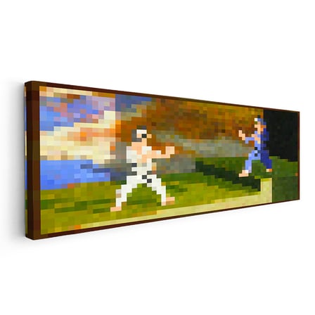 Yatay Panoramik Kanvas Tablo Fighters Piksel Minecraft Tablosu Ev Ofis Salon Duvar Dekoru