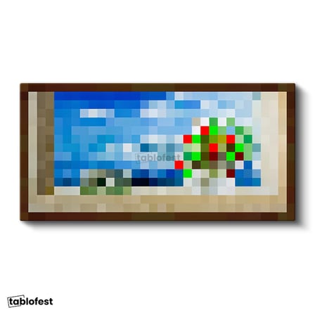Yatay Panoramik Kanvas Tablo Seaside Piksel Minecraft Tablosu Ev Ofis Salon Duvar Dekoru