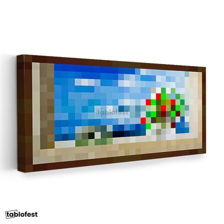 Yatay Panoramik Kanvas Tablo Seaside Piksel Minecraft Tablosu Ev Ofis Salon Duvar Dekoru