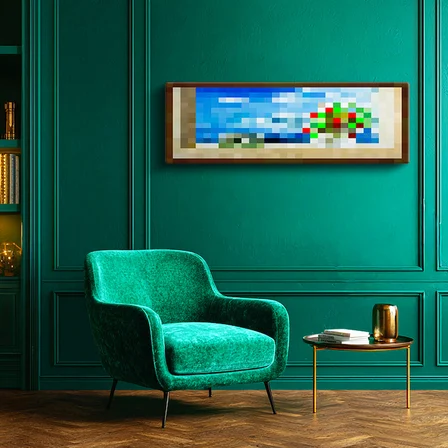 Yatay Panoramik Kanvas Tablo Seaside Piksel Minecraft Tablosu Ev Ofis Salon Duvar Dekoru