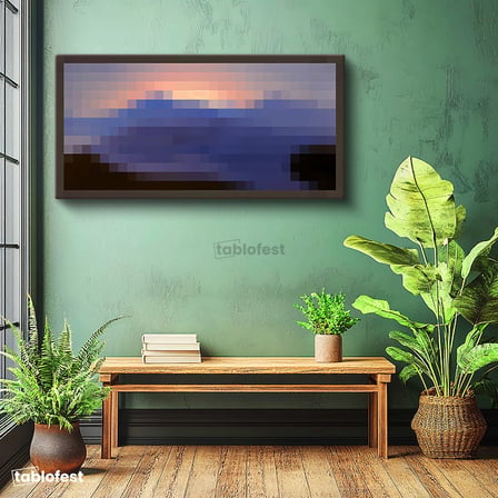 Yatay Panoramik Kanvas Tablo Sunset Dense Piksel Minecraft Tablosu Ev Ofis Salon Duvar Dekoru