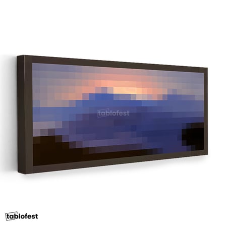 Yatay Panoramik Kanvas Tablo Sunset Dense Piksel Minecraft Tablosu Ev Ofis Salon Duvar Dekoru