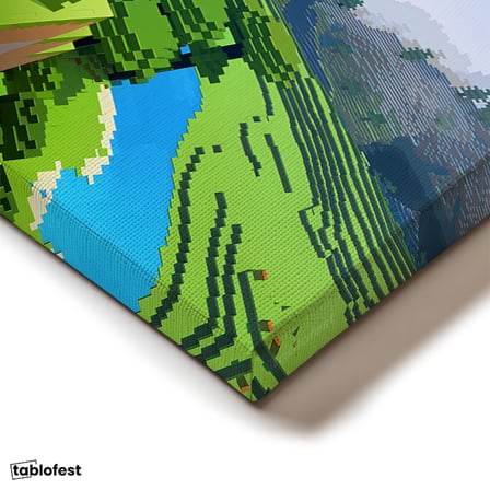 Yatay Kanvas Tablo Macera Ekibi Tepe Üzerinde Minecraft Tablosu Ev Ofis Salon Duvar Dekoru