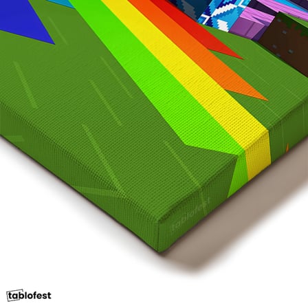 Yatay Kanvas Tablo Gökkuşağı Festivali Minecraft Tablosu Ev Ofis Salon Duvar Dekoru