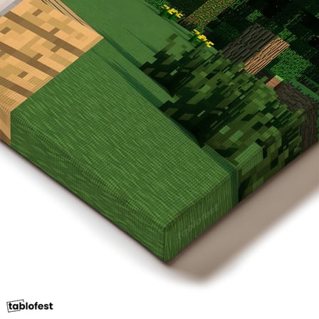 Yatay Kanvas Tablo Steve ve Creeper Dostluğu Minecraft Tablosu Ev Ofis Salon Duvar Dekoru