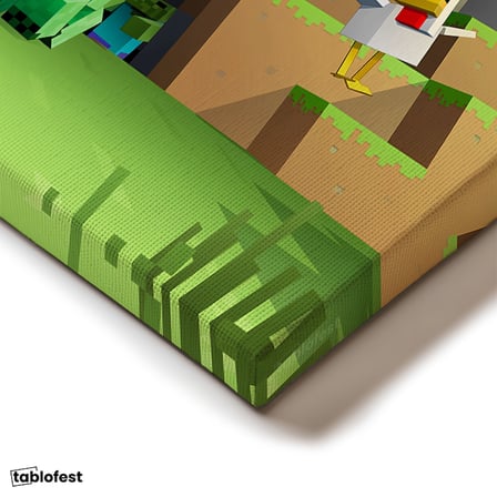 Yatay Kanvas Tablo Vahşi Doğada Yaşam Minecraft Tablosu Ev Ofis Salon Duvar Dekoru