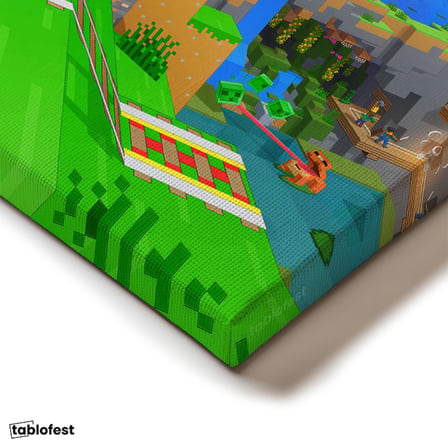 Yatay Kanvas Tablo Agalarla Keşif Minecraft Tablosu Ev Ofis Salon Duvar Dekoru