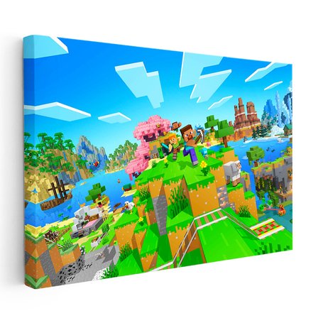 Yatay Kanvas Tablo Agalarla Keşif Minecraft Tablosu Ev Ofis Salon Duvar Dekoru