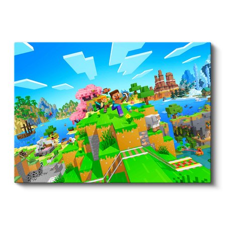 Yatay Kanvas Tablo Agalarla Keşif Minecraft Tablosu Ev Ofis Salon Duvar Dekoru