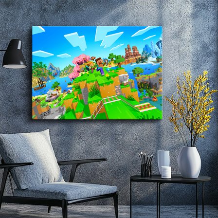 Yatay Kanvas Tablo Agalarla Keşif Minecraft Tablosu Ev Ofis Salon Duvar Dekoru