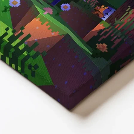 Yatay Kanvas Tablo Gece Kampı Minecraft Tablosu Ev Ofis Salon Duvar Dekoru