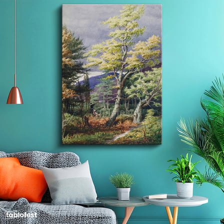 Dikey Kanvas Tablo J.M.W. Turner Orman İçi Açık Alan Fırtına Öncesi Ressam Tablosu Ev Ofis Dekoru
