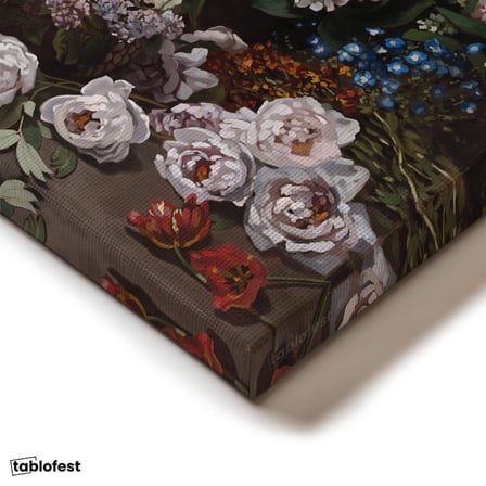 Dikey Kanvas Tablo Claude Monet Sepetli Çiçekler Canlı Renkler Ressam Tablosu Ev Ofis Dekoru
