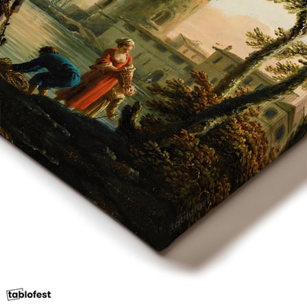 Dikey Kanvas Tablo C.J. Vernet Balıkçılar Kıyı Kulesi Deniz Kenarı Ressam Tablosu Ev Ofis Dekoru