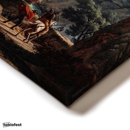Dikey Kanvas Tablo C.J. Vernet Kale Manzarası Öncesi Yağmurlu Atmosfer Ressam Tablosu Ev Ofis Dekoru