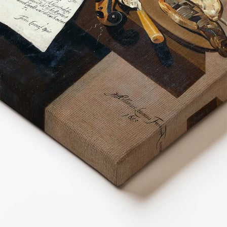 Dikey Kanvas Tablo R.R.L.F. Keman ve Kitaplar Vanitas Karanlık Ressam Tablosu Ev Ofis Dekoru