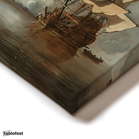 Dikey Kanvas Tablo Willem van de Velde Savaş Gemisi Deniz Manzarası Ressam Tablosu Duvar Dekoru